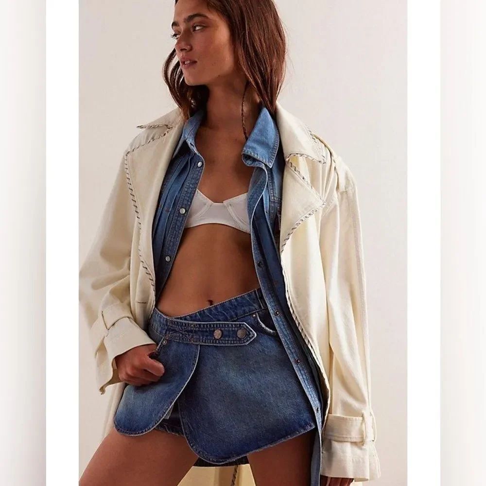 We The Free Cotton Maxine Denim Skort- Shorts- Cerulean